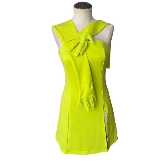 New Miscreants London Cupid Mini Split Dress & Gloves - Green UK 8 NWOT - Picture 5 of 15